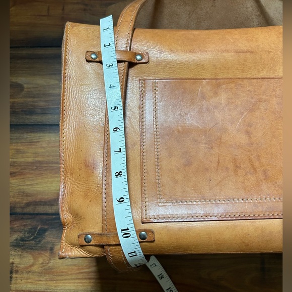 Vachetta Leather Unique Hand Made Doctor's Bag Vintage Artisan Open Flap Tote - Picture 8 of 11
